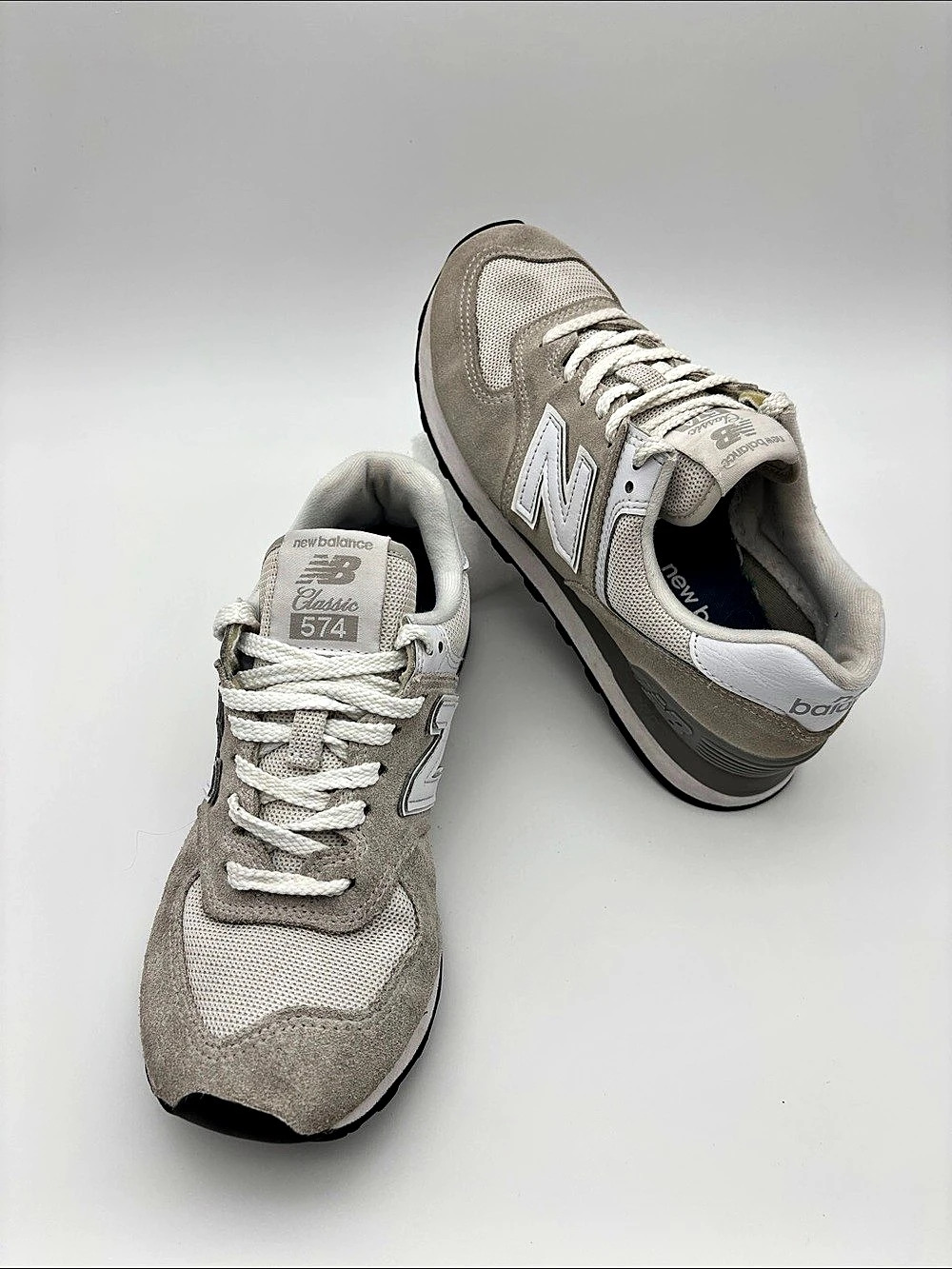 New Balance 574 Core in Nimbus Cloud/White/Light Grey Suede Sneakers Women’s 7.5